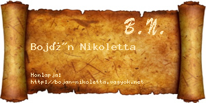 Boján Nikoletta névjegykártya